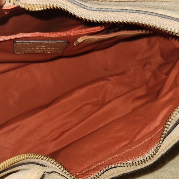 Cole Haan Stephanie Suede bronze studded leather horsebit hobo equastrian bag - Picture 4 of 7